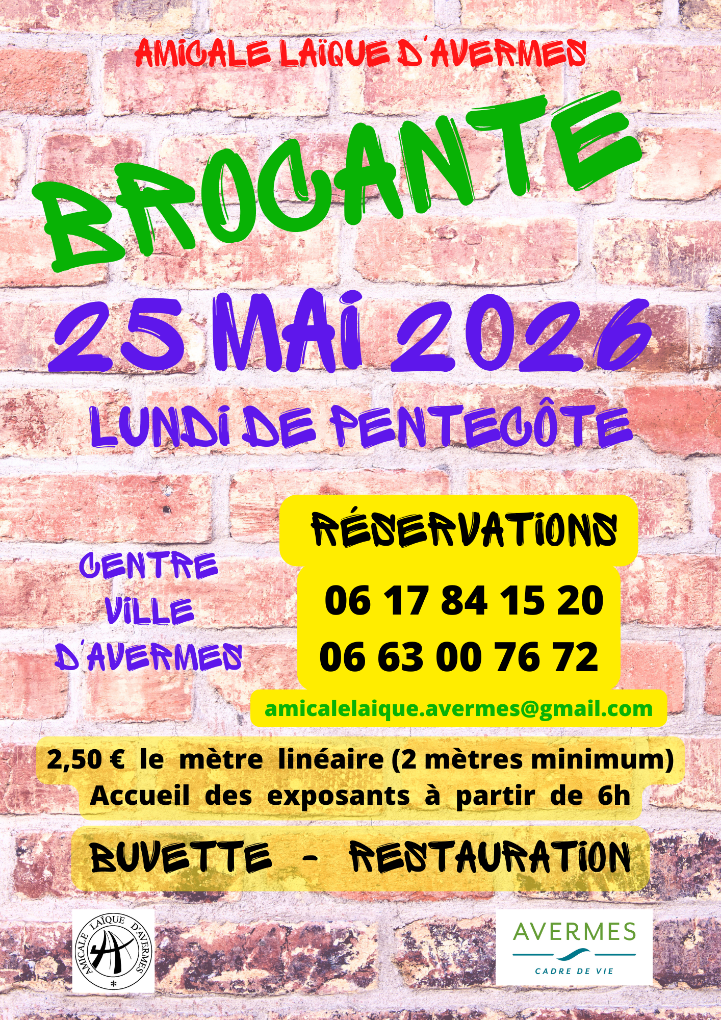Amicale Laïque d'Avermes - Brocante du 25 mai 2026